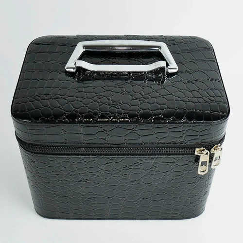 Чемоданчик для косметики YRE MEDIUM лаковый - черный, 21х14,5х16 см (126-1) (К24003) - Фото №3