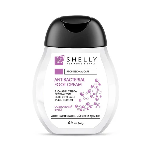 Антибактериальный крем SHELLY для ног с ионами серебра,экстрактом зеленого чая и ментолом 45 мл (4823109403932) - Фото №1