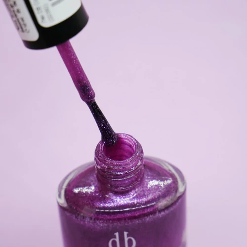 Лак для ногтей DB Cosmetic Prof Line фиолетовый с блестками 10 мл (00350) - Фото №2