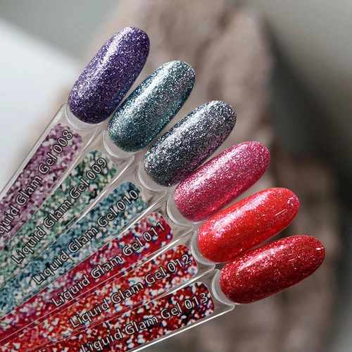 Гель-лак KOMILFO Liquid Glam Gel №LLG008 фиолетовый с блестками 8 мл (626008) - Фото №3