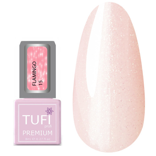 Гель-лак TUFI profi FLAMINGO 15 Персиковый лед с шиммером 8 мл (0121306)