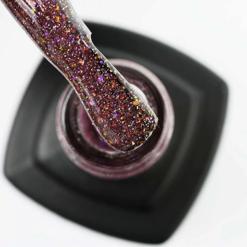 Гель-лак MOON FULL Chrome Flake Disco №01 светоотражающий темно-розовый с шиммером 8 мл - Фото №2