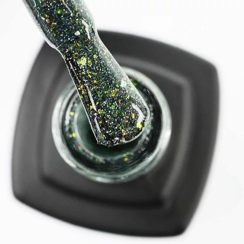 SALE Гель-лак MOON FULL Chrome Flake Disco №04 светоотражающий зеленый с шиммером 8 мл - Фото №2