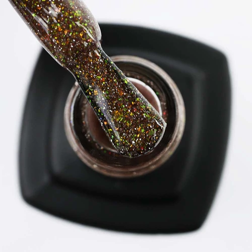 Гель-лак MOON FULL Chrome Flake Disco №05 светоотражающий коричневый с шиммером 8 мл - Фото №2