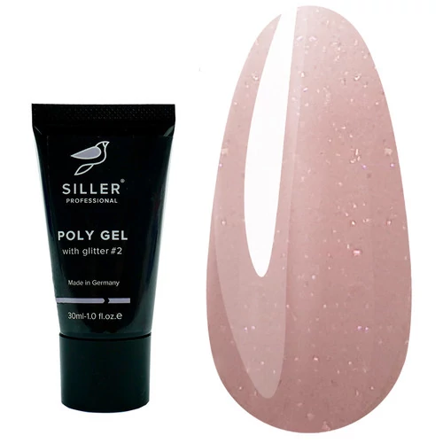 Моделирующий полигель Poly Gel Siller Glitter №02 (бледно-розовый) 30 мл - Фото №1