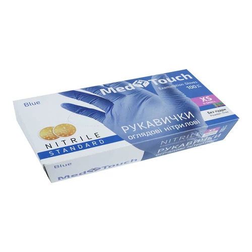 Перчатки ProSteril Med Touch голубые нитриловые без талька XS 100 шт (4820226661061) - Фото №2