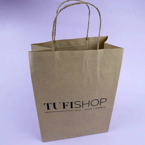 210х110х280мм (TUFI shop) - Пакет з буроговторинного крафт-паперу крученими ручками, щільністью 70г./м.2, з друком 1+0 - Фото №3