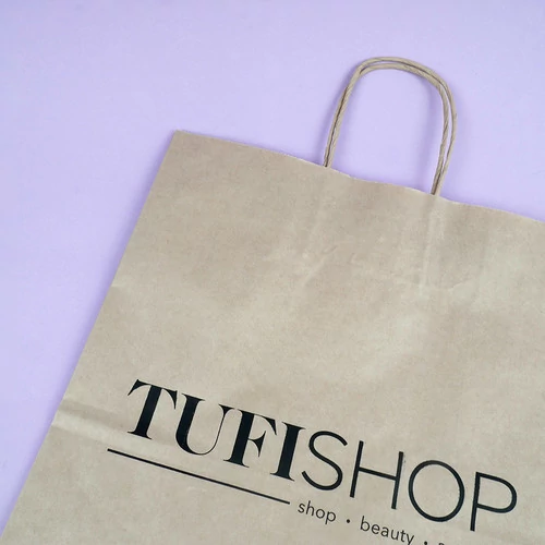 210х110х280мм (TUFI shop) - Пакет з буроговторинного крафт-паперу крученими ручками, щільністью 70г./м.2, з друком 1+0 - Фото №2