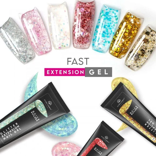 Цветной полигель с глиттером Global Fashion №07 темно-золотистый 30гр - Фото №2