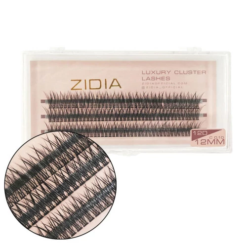 Ресницы ZIDIA Cluster lashes fish tail 12D C 0,10 3 ленты размер 12  mm (110020) - Фото №1