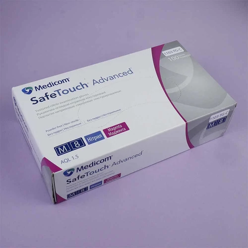 Перчатки Medicom SafeTouch Advanced розовые нитриловые без талька  (3,5 г) размер M 100 шт (1103-TG-C) (8718007911404) (0196370) - Фото №2