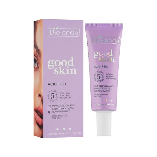 Микроотшелушивающий корректирующий и нормализующий крем BIELENDA Good Skin Acid Peel с AHA + PHA кислотами и ниацинамидом 50 мл (50913) - Фото №2