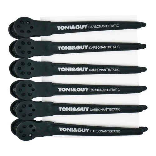 Зажимы для волос TONI&GUY 10 см пластик черный 6 шт - Фото №1