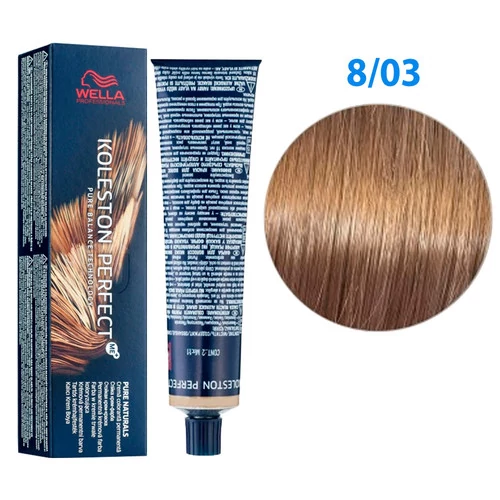 SALE Краска для волос Wella Professionals Koleston Perfect № 8/03 светлый натуральный золотистый блонд pure naturals (8005610663401)