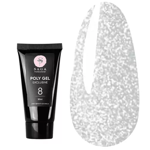 Полигель SAGA Professional EXCLUSIVE Poly Gel №08 молочный с шиммером 30 мл (2000994385686) - Фото №1
