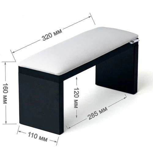 Подлокотник ECOSTAND Wood белый на черных ножках 320х160х110 мм - Фото №3
