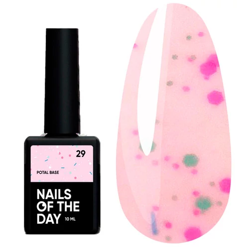 База NAILS OF THE DAY Potal №29 молочно-розовая с разноцветными хлопьями 10 мл (u0000017280) - Фото №1