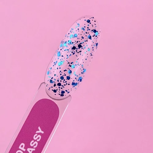 SALE Топ LUNA Glassy без липкого слоя с сине-голубыми хлопьями 13 мл (300-2661) - Фото №3