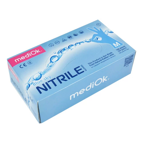 Перчатки Mediok Blue Sky голубые нитриловые без талька M 100 шт - Фото №3