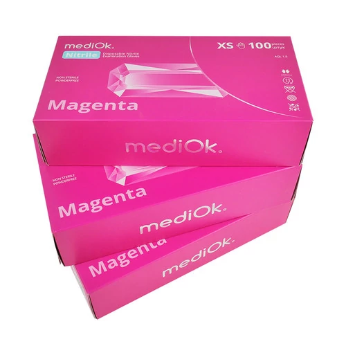 Перчатки MediOk Magenta розовые нитриловые без талька XS 100 шт - Фото №3