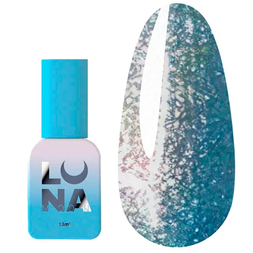 SALE Гель-лак LUNA №204 нежно-голубой с шиммером, с эффектом втирки 13 мл (047-2753-0554) - Фото №1