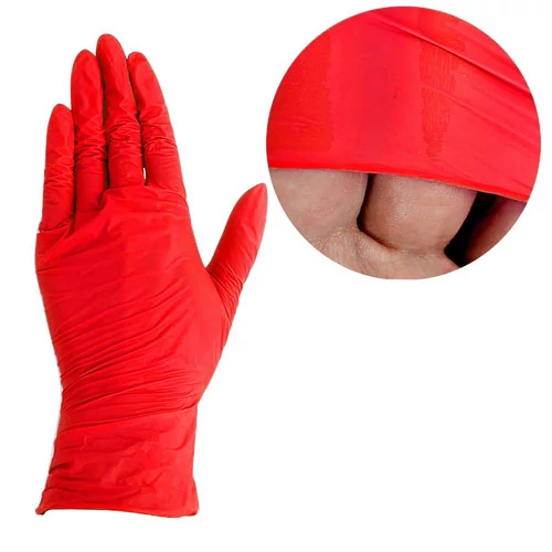 Перчатки UNEX Style Hot Chili красные нитриловые M 100 шт (01178-M) - Фото №1