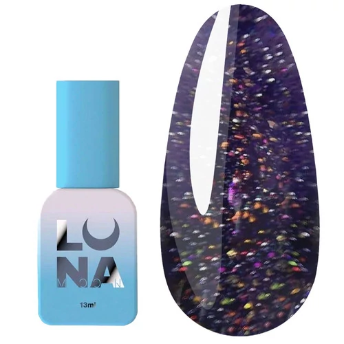 Гель-лак LUNA №214 Reflection темно-фиолетовый с разноцветным блеском, светоотражающий 13 мл (047-2846-0588) - Фото №1