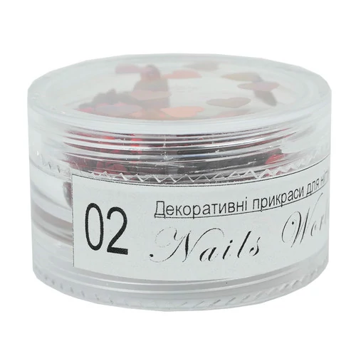 Декор в баночке Nail World сердце красные 002 2.5 г (tca300) - Фото №3