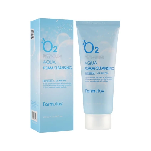 Пенка FARM STAY кислородная для лица O2 Premium Aqua Foam Cleansing 100 мл - Фото №2