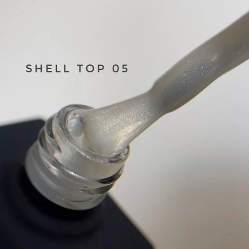 Топ NAILS OF THE NIGHT Shell №05 жемчужный с золотой втиркой без липкого слоя 10 мл (НФ-00018480) - Фото №2