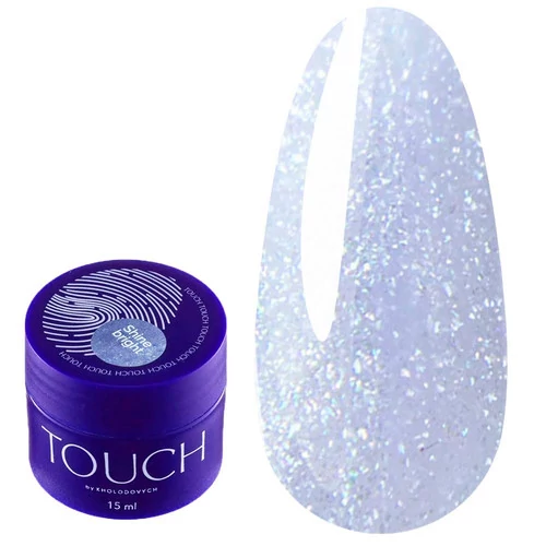 Гель для наращивания Touch Builder Gel Shine Bright №02 бледно-голубой с шиммером 15 мл ( б/к) (2930000031156) - Фото №1