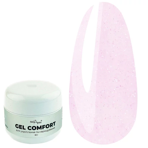 Гель без опила NAILAPEX Comfort №13 нежно-розовый с розово-золотистыми блестками 30 г (KG13_30) - Фото №1