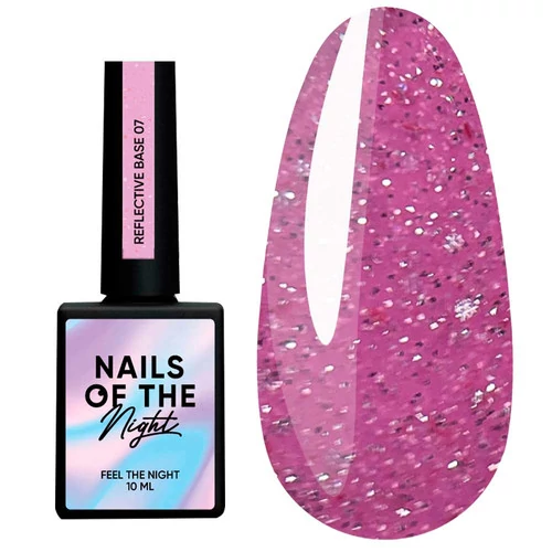 База для ногтей NAILS OF THE NIGHT Reflective №07 светоотражающая с шиммером (нежно-розовая) 10 мл (u0000017148) - Фото №1