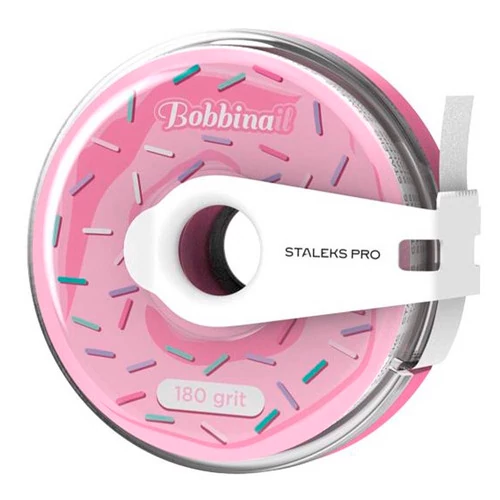 Сменная файл-лента белая в пластиковой катушке Bobbinail STALEKS PRO 180 грит 7 м (AT-180w) - Фото №1