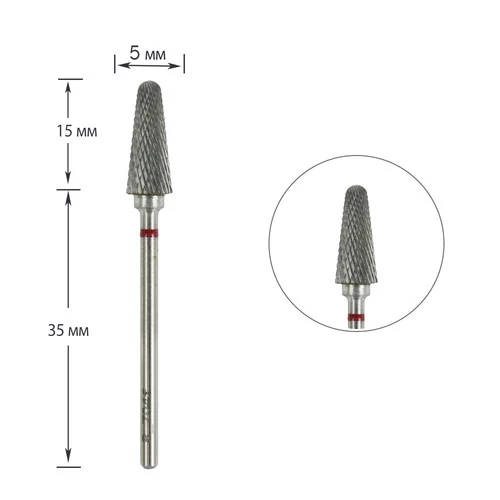 Фреза твердосплавная для маникюра Nisima R_704f красная насечка