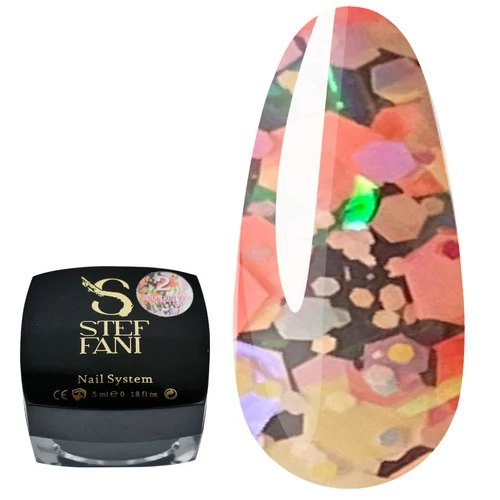 Гель-лак Steffani Confetti Glitter №02 прозрачный с розово-желтыми блестками 5 мл (SCGl05-02) - Фото №1