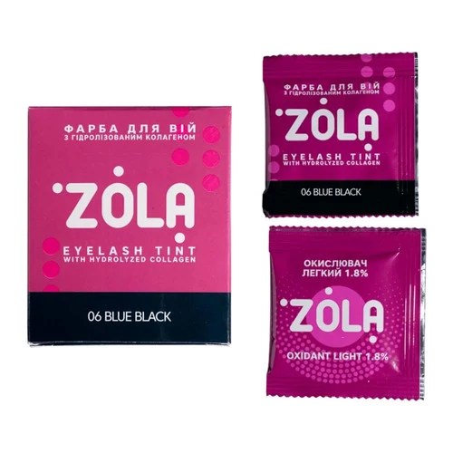 Краска для бровей ZOLA с коллагеном в саше с окислителем 06 blue-black 5 ml (05491) - Фото №2