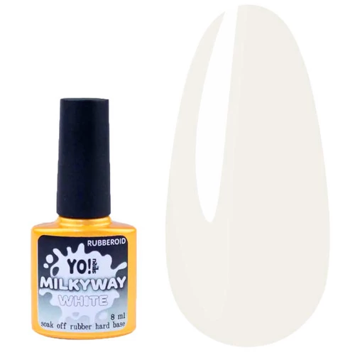 База Yo!Nails Rubberoid Milkyway WHITE каучуковая белая 8 мл - Фото №1