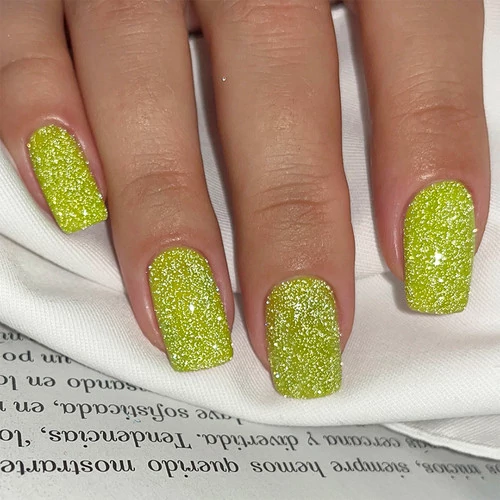 Гель-лак JOIA vegan 144 Neon лаймовый с серебряными блестками 6 мл (4820259342920) - Фото №6