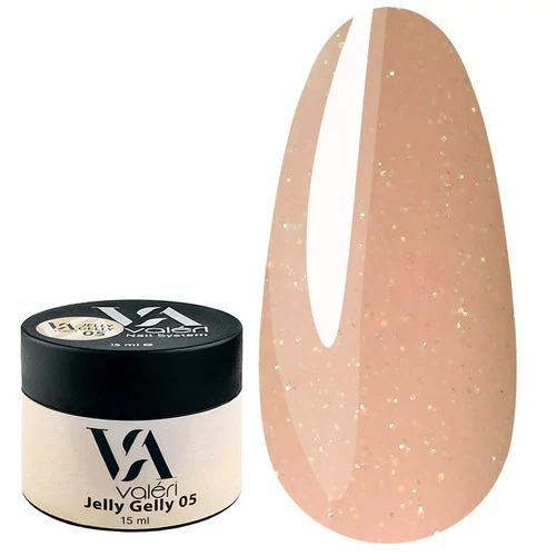 Гель-желе VALERI Jelly Gelly №05 бежевый с блестками 15 мл (VJG15-05) - Фото №1