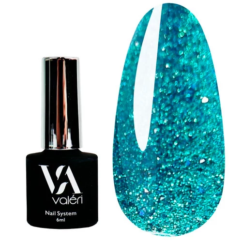 Гель-лак VALERI Color №153 бирюзовый с микроблестками 6 мл (VA153) - Фото №1