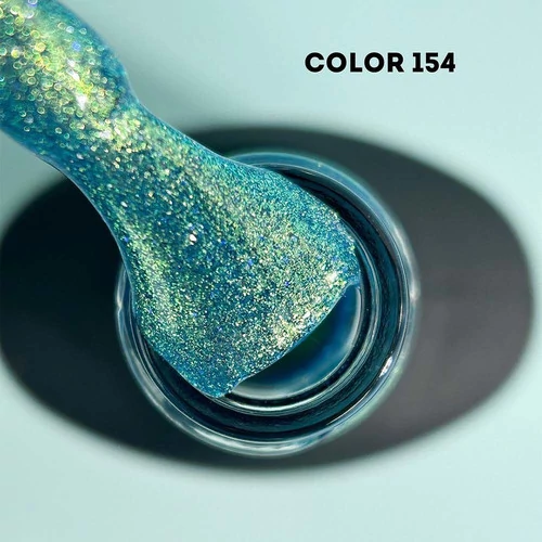 Гель-лак VALERI Color №154 бирюзово-зеленый с микроблестками 6 мл (VA154) - Фото №2