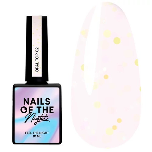 Топ для ногтей NAILS OF THE NIGHT Opal №02 без липкого слоя и без уф-фильтров с опаловыми блестками на легкой молочной основе 10 мл (u0001560168) - Фото №1