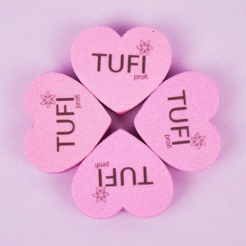Бафик TUFI profi PREMIUM мини сердце розовый 100/180 грит 50 шт (0309786) - Фото №2