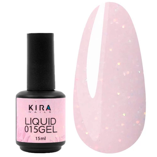 Гель KIRA Liquid Gel №015 светло-розовый с блестками 15 мл (867015) - Фото №1