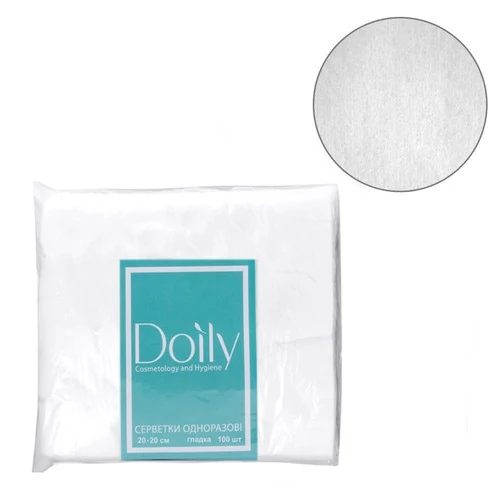 Салфетки в пачке Doily 20х20 см (100 шт/пач) гладкие из спанлейса 40 г/м2 (10012570110)