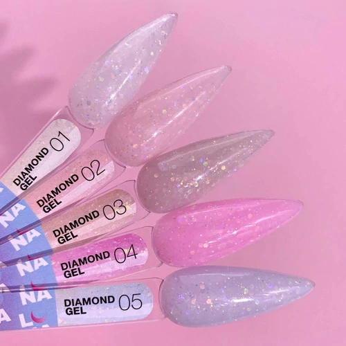 Гель для наращивания LUNA Diamond Gel №02 пастельно-розовый с блестками 15 мл (323-2355-0461) - Фото №4