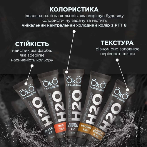 Краска OKO для бровей и ресниц Liquid Hybrid Tint H20 Red 7.54 15 ml (TINT-R) - Фото №3