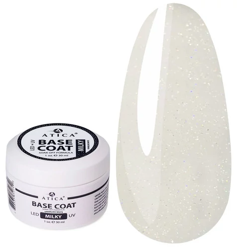 База ATICA Base Gel Milky Sparkling White молочный с шиммером 30 мл (85303) - Фото №1