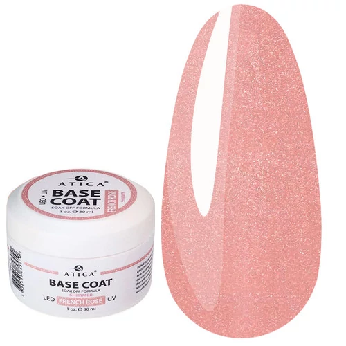 База ATICA Base Gel French Rose Shimmer темно-розовый с шиммером 30 мл (85305) - Фото №1